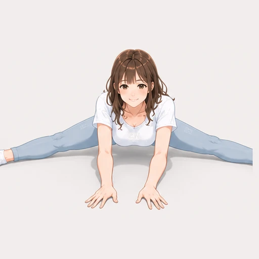 脚を開いて上体を前に倒す股関節のストレッチのイラスト