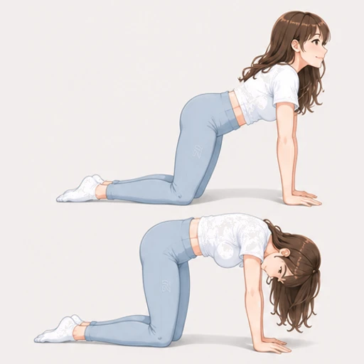四つん這いで背中を丸めたり反らせたりして背骨を動かすイラスト