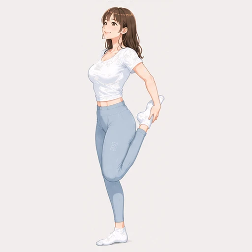 片脚を後ろに曲げて足首を持ち、太ももの前側を伸ばすストレッチのイラスト