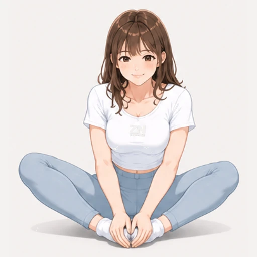 足の裏を合わせて座り膝を開閉するストレッチのイラスト