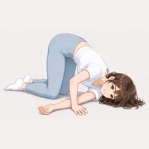 四つん這いから片腕を反対側の下に通し背中と体側を伸ばすストレッチのイラスト
