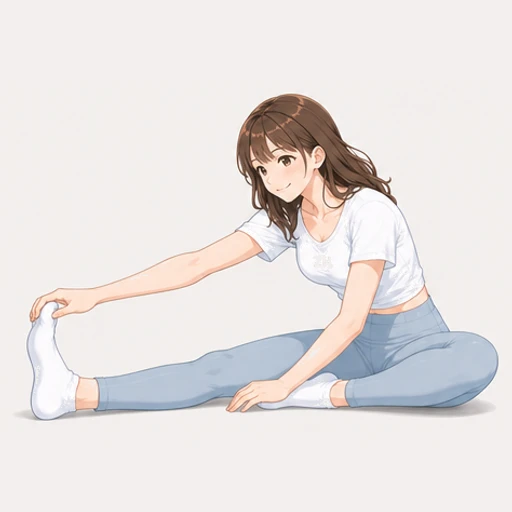 片脚を前に出してつま先を引き上げ、ふくらはぎと足首を伸ばすストレッチのイラスト
