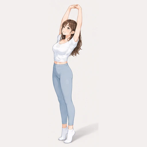 両手を上に伸ばして全身を伸ばすストレッチのイラスト