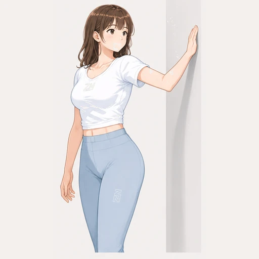 壁に前腕をつけて体をひねり、胸の前を伸ばすストレッチのイラスト