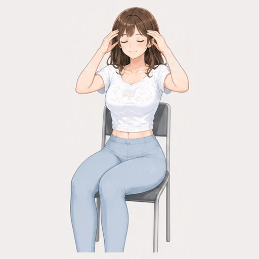こめかみを両手の指先でやさしくほぐすストレッチのイラスト