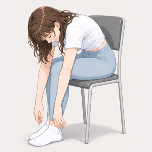 椅子に座って上体を脱力して前に倒すストレッチのイラスト
