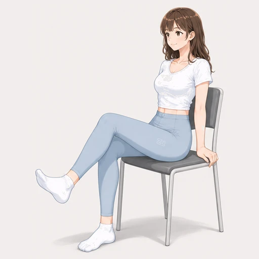 椅子に座って片脚を浮かせ足首を回すストレッチのイラスト